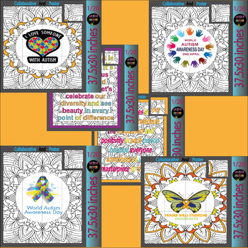 Preview of World Autism Awareness Day Bulletin Board Collaborative Poster Craft Art Bundle