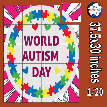 Preview of World Autism Day Collaborative Coloring page Bulletin Board Poster Activity