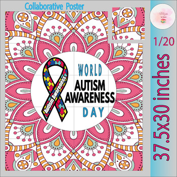 Preview of World Autism awareness Day Quotes Collaborative Coloring Posters Bulletin Board