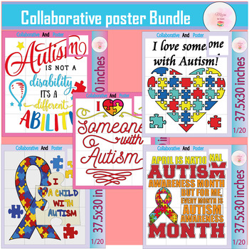 Preview of World Autism awareness Day Quotes Collaborative Posters Bulletin Board Bundle