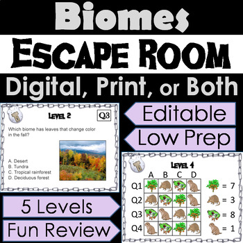 Preview of World Biomes Activity Digital Escape Room (Ecosystems: Plant & Animal Habitats)