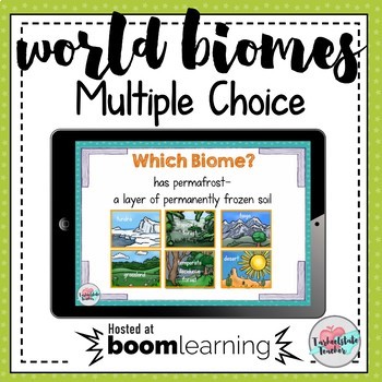 Preview of World Biomes Interactive Quiz Game Multiple Choice Boom Cards