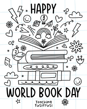 Preview of World Book Day Colouring Page {By Teaching Tutifruti}