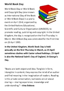 World Book Day Handout by Steven's Social Studies | TpT