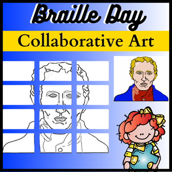 Preview of World Braille Day Collaborative Art Project Coloring Pages Bulletin Board Craft