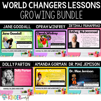 Preview of World Changers Google Slide Lessons & Worksheets | Influential People Lessons