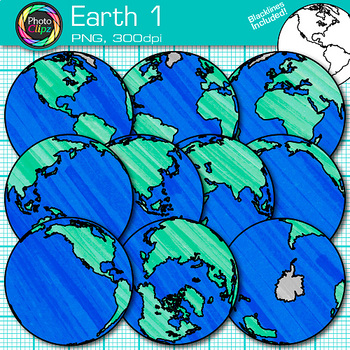 Preview of World Continent Clipart: Earth Seven Continents Map Geography Clip Art PNG