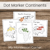 World Continents Dot Marker Worksheets - Montessori Geogra