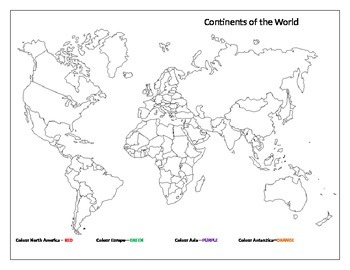 World Continents Labeling & Colouring Page by Francesca C | TPT