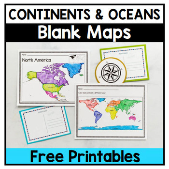 World Continents And Oceans Blank Map Worksheets Tpt