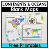 World - Continents and Oceans Blank Map Worksheets