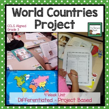 Preview of World Country Research Project with Rubric Grade 3