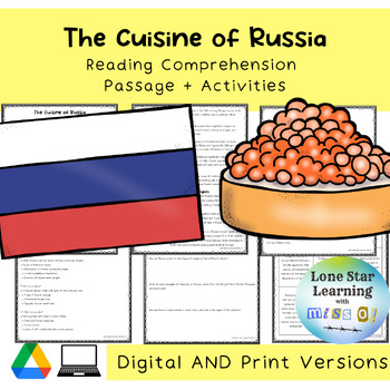 Preview of World Cultures The Cuisine of Russia Passage & Activities - NO PREP!