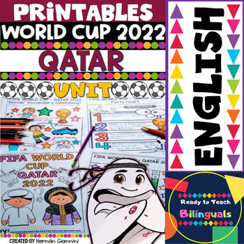 Preview of World Cup 2022 Qatar  -No-Prep Printables - Flashcards & Posters (K-5th Grade)