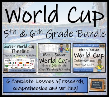 Preview of World Cup Display Timeline Close Reading & Writing Bundle | 5th & 6th Grade