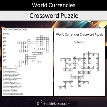 World Currencies Crossword Puzzle Worksheet Activity by Crossword Corner