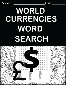 Preview of World Currencies Word Search Puzzle Vocabulary Worksheet Activity