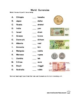 world currencies worksheets by fran lafferty teachers pay teachers