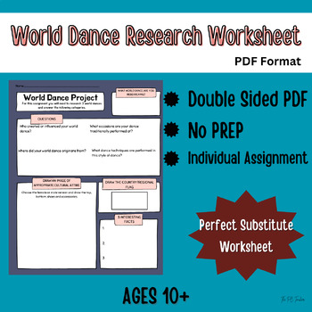 Preview of World Dance Research Worksheet
