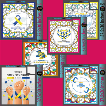 Preview of World Down Syndrome Day Awareness Collaborative Coloring Poster Activitiy Bundle