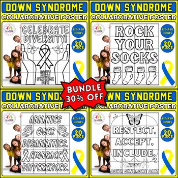 Preview of World Down Syndrome Day Bundle: Collaborative Coloring Posters for Classrooms