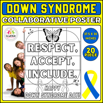 Preview of World Down Syndrome Day Collaborative Coloring Poster Bulletin Board | Respect