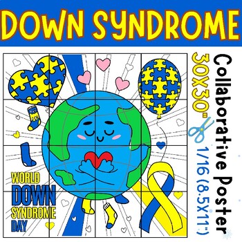 Preview of World Down Syndrome Day Collaborative Coloring poster - Down Syndrome Awareness