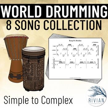 Preview of World Drumming Songs 8 Simple to Difficult Songs for Tubanos and Other Drums
