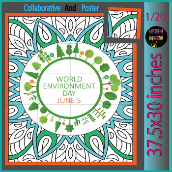 Preview of World Environment Day Collaborative Coloring Pages Bulletin Board Craft Poster