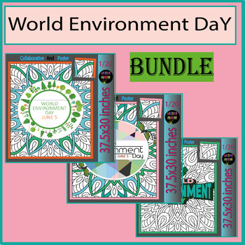 Preview of World Environment Day Collaborative Coloring Pages Poster Bulletin Board Bundle
