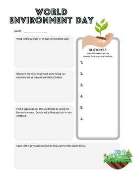 Preview of World Environment Day Quick Research