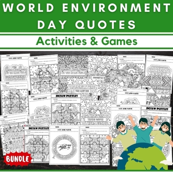 Preview of World Environment Day Quotes Coloring Pages & Games - End of the year Activities