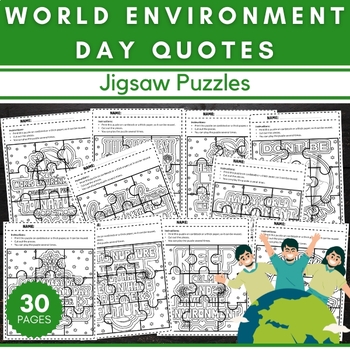 Preview of World Environment Day Quotes Jigsaw Puzzle Template - Fun End of the year Games