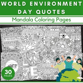 Preview of World Environment Day Quotes Mandala Coloring Pages - End of the year Activities