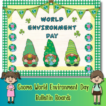 Preview of World Environment Day bulletin board set, Gnome Motivational Bulletin Boards