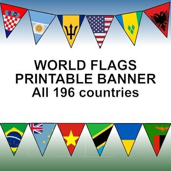 Preview of World Flags Banner - Printable - 203 Flags of the World Bunting / Pennant