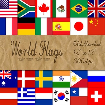 Preview of World Flags - Digital Paper Pack - 24 Different Papers - 12 x 12