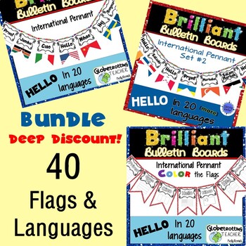 Preview of World Flags International Hello Bulletin Board & Pennant BUNDLE