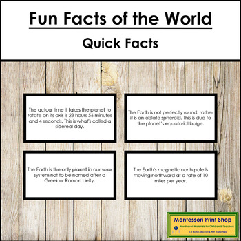 Fun Facts of the World (color borders) by Montessori Print Shop | TPT