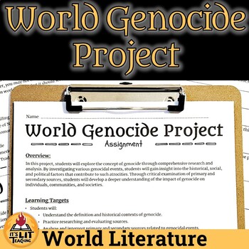 Preview of World Genocide Project for World Literature or Holocaust Unit | Editable