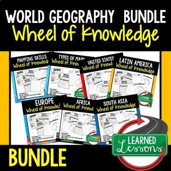 Preview of World Geography Activities BUNDLE, Wheel of Knowledge (Interactive Notebook)