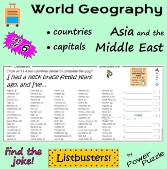 Preview of World Geography, Asia and Middle East (Countries & Capitals) - bundled set of 6