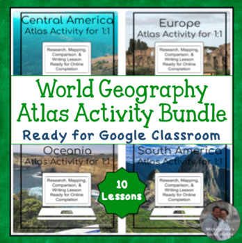Preview of World Geography Atlas Analysis Activities for Google Drive & Classroom 1:1
