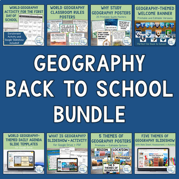 Preview of World Geography Back to School Bundle | Posters, Icebreaker, and Activities