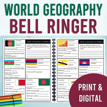 Preview of World Geography Bell Ringer: All Countries of the World (Year Long Entry Tasks)