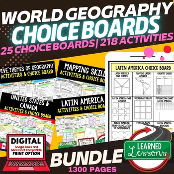 Preview of World Geography Activities, Readings, Choice Boards, Geography Bundle