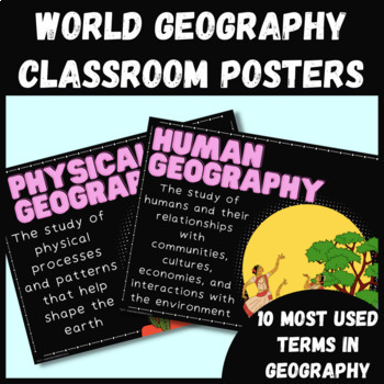 Preview of World Geography Classroom Poster Set (Pink)