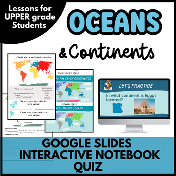 Preview of World Geography Continents and Oceans Google Slides with Guided Notes