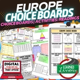 World Geography EUROPE Activities Choice Board, Digital Di
