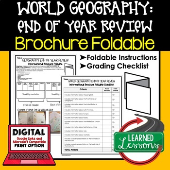Preview of World Geography End of Year Review Activity Geography Test Prep, Back To School